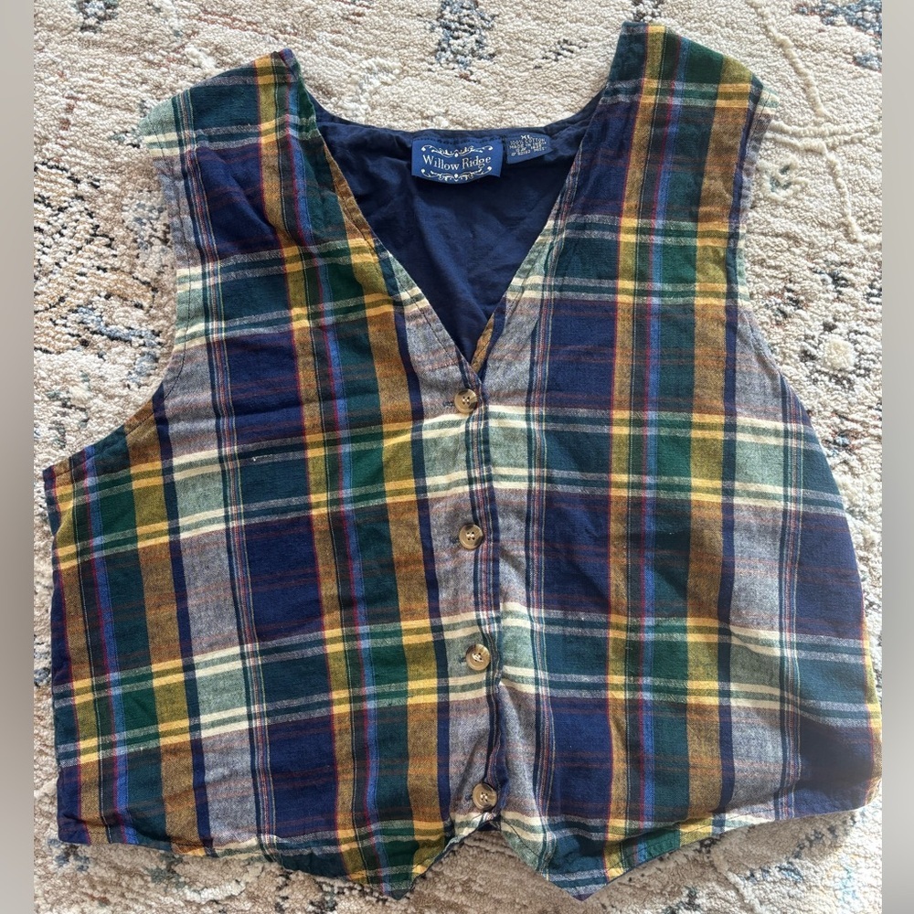 Vintage Willow Ridge Button Down Sweater Vest Size XL Navy Blue‎ Academia Preppy